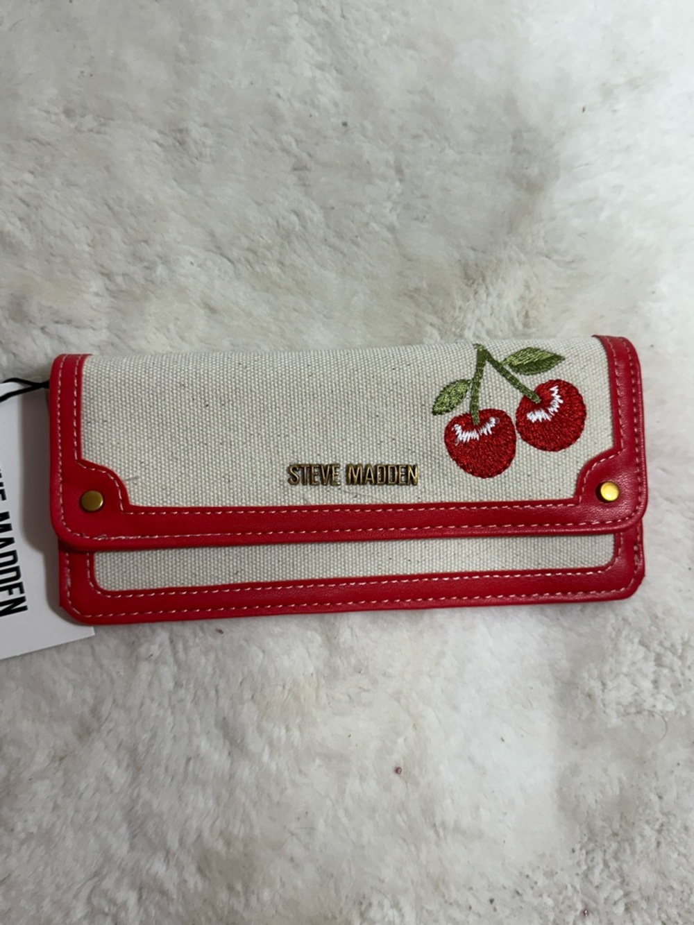 Steve Madden cherry canvas wallet